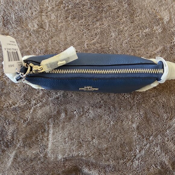 Coach Nolita 19 Shearling Pebble Leather Wristlet Bag Slate Blue Chain Strap NWT - Picture 11 of 16